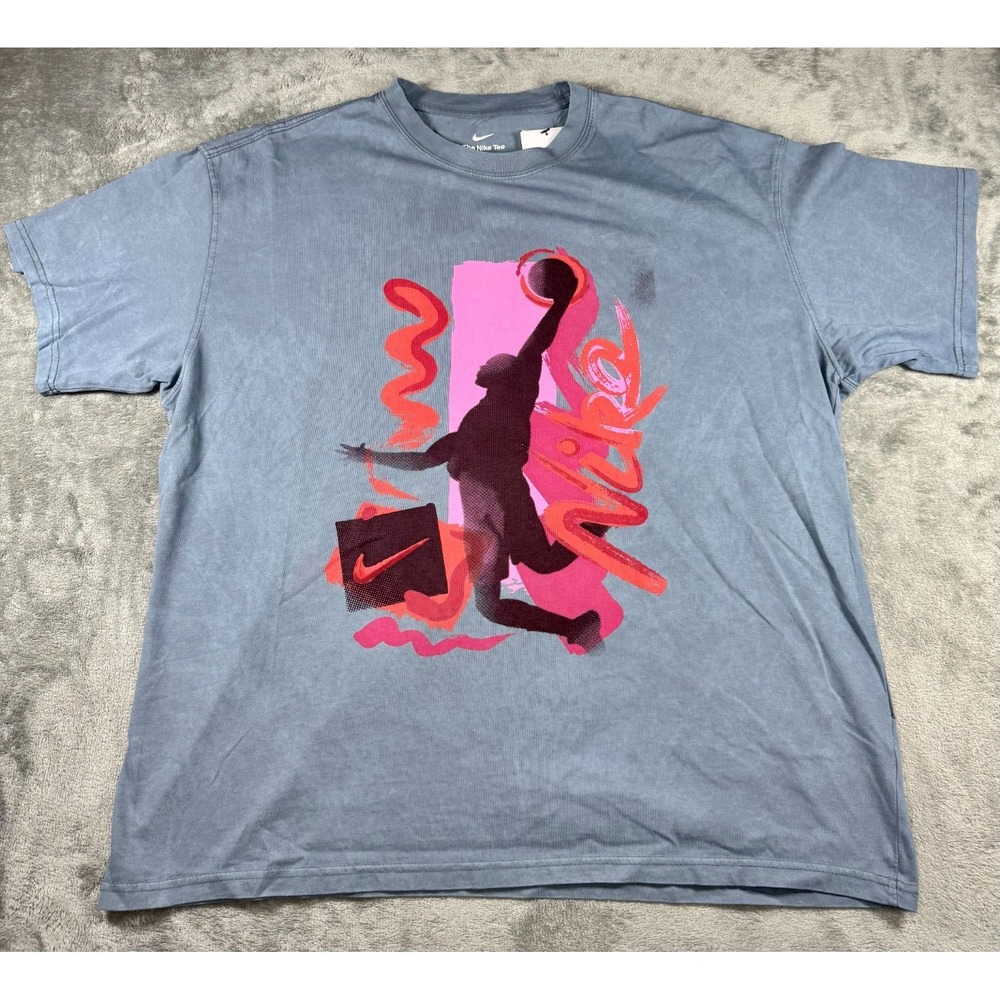 Nike‎ Basketball Graphic Tee Blue Mens Size XL HV1697-065 Loose Fit